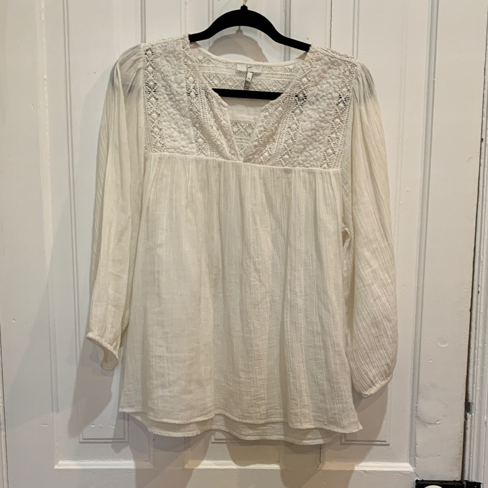Joie Cream Blouse with Lace Detail